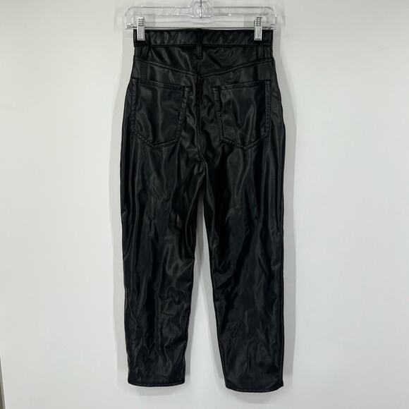 Abercrombie & Fitch The Ankle Straight Pants Ultra High Rise Faux Leather SHORT - Picture 6 of 8